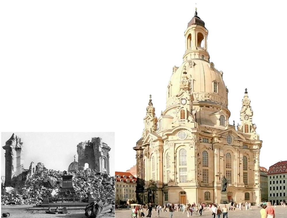 Frauenkirche Ruins vs Rebuilt